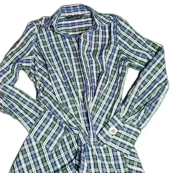 Zara Open Front Plaid Shirt - Picture 2 of 4